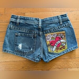 Lilu Vintage Embroidered Denim Children Shorts Y2K